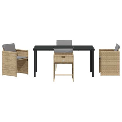 Комплект за хранене в градината 5 pcs Бежово полиратан