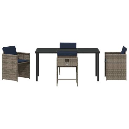 Комплект за хранене в градината 5 pcs Сив полиратан