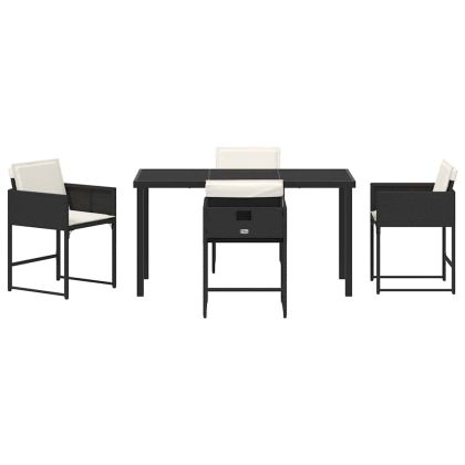 Комплект за хранене в градината 5 pcs Черно Полиратан