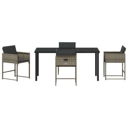 Комплект за хранене в градината 5 pcs Сив Полиратан