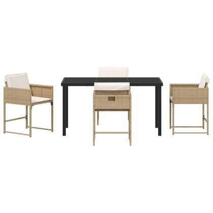 Комплект за хранене в градината 5 pcs Бежово Полиратан