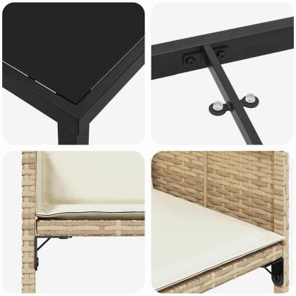 Комплект за хранене в градината 5 pcs Бежово Полиратан