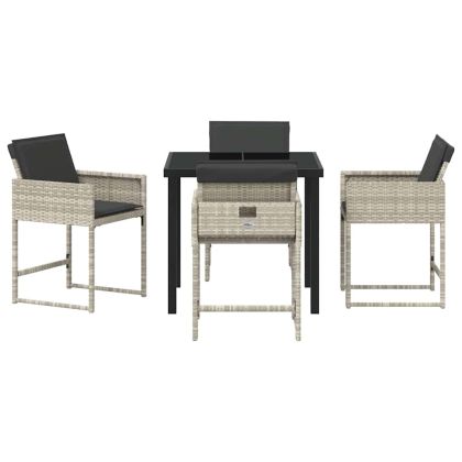 Комплект за хранене в градината 5 pcs Светлосиво Полиратан