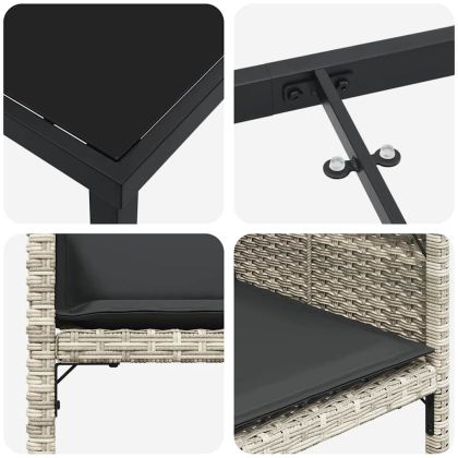 Комплект за хранене в градината 5 pcs Светлосиво Полиратан