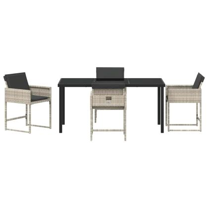 Комплект за хранене в градината 5 pcs Светлосиво Полиратан