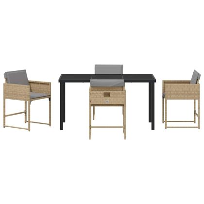 Комплект за хранене в градината 5 pcs Бежово Полиратан