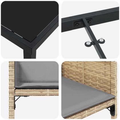 Комплект за хранене в градината 5 pcs Бежово Полиратан