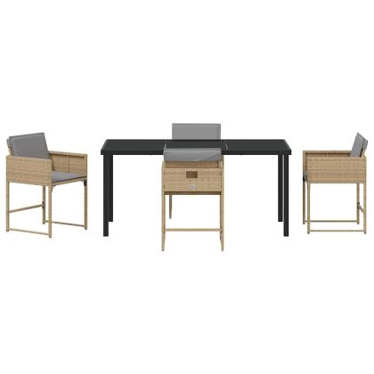 Комплект за хранене в градината 5 pcs Бежово Полиратан