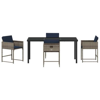 Комплект за хранене в градината 5 pcs Сив полиратан