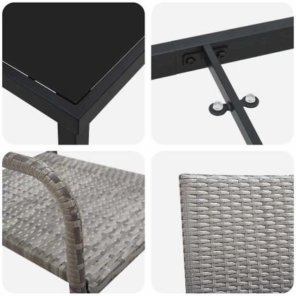 Комплект за хранене в градината 3 pcs Сив полиратан