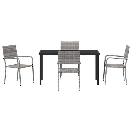 Комплект за хранене в градината 5 pcs Сив полиратан