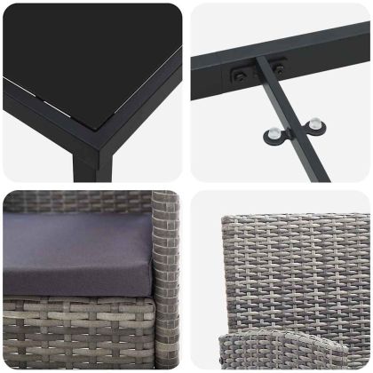 Комплект за хранене в градината 3 pcs Сив полиратан