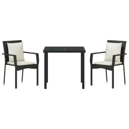 Комплект за хранене в градината 3 pcs Черно полиратан