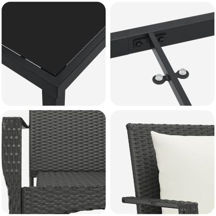 Комплект за хранене в градината 3 pcs Черно полиратан