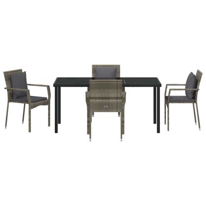 Комплект за хранене в градината 5 pcs Сив полиратан