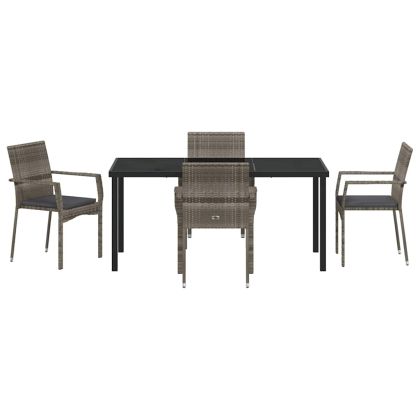 Комплект за хранене в градината 5 pcs Сив полиратан