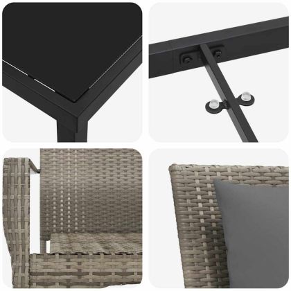 Комплект за хранене в градината 7 pcs Сив полиратан