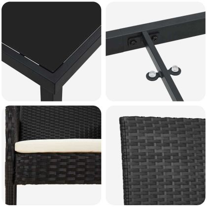 Комплект за хранене в градината 5 pcs Черно полиратан