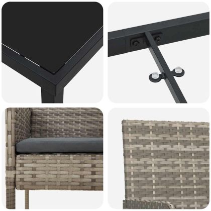 Комплект за хранене в градината 7 pcs Сив Полиратан