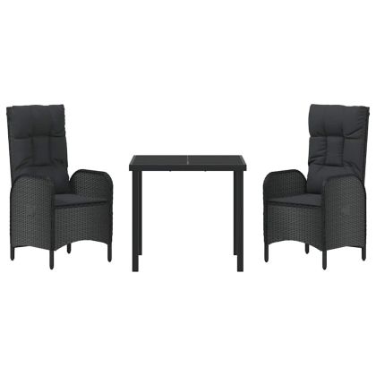 Комплект за хранене в градината 3 pcs Черно полиратан