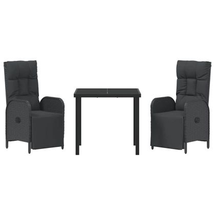 Комплект за хранене в градината 3 pcs Черно полиратан