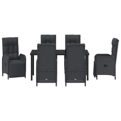 Комплект за хранене в градината 7 pcs Черно полиратан