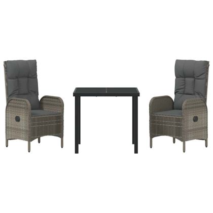 Комплект за хранене в градината 3 pcs Сив полиратан