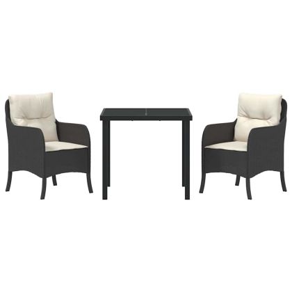 Комплект за хранене в градината 3 pcs Черно Полиратан