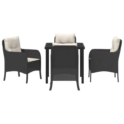 Комплект за хранене в градината 5 pcs Черно Полиратан