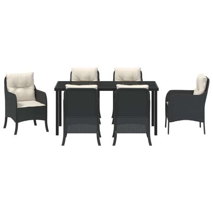 Комплект за хранене в градината 7 pcs Черно Полиратан