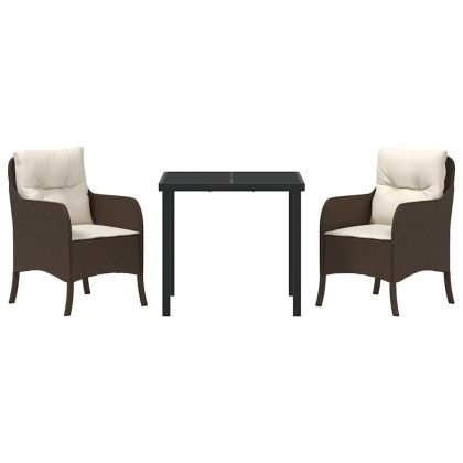 Комплект за хранене в градината 3 pcs Кафяво полиратан