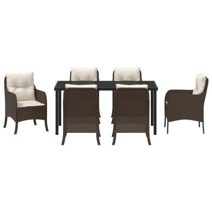 Комплект за хранене в градината 7 pcs Кафяво Полиратан