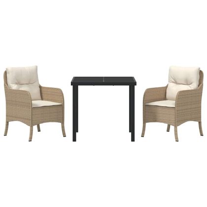 Комплект за хранене в градината 3 pcs Бежово Полиратан