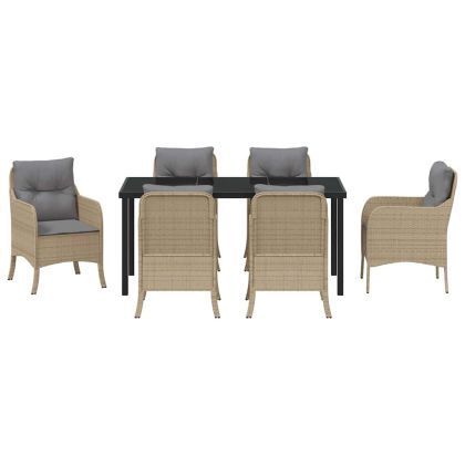 Комплект за хранене в градината 7 pcs Бежово Полиратан