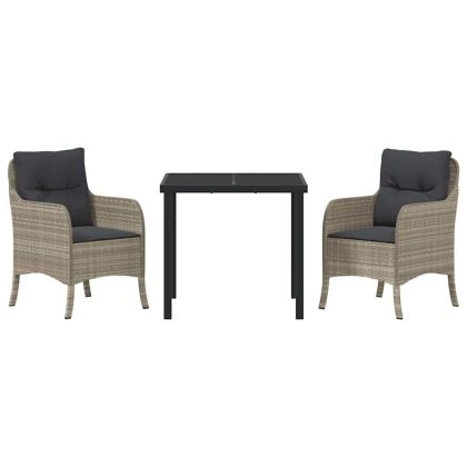 Комплект за хранене в градината 3 pcs Светлосиво Полиратан