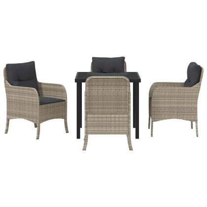 Комплект за хранене в градината 5 pcs Светлосиво Полиратан