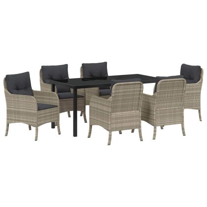 Комплект за хранене в градината 7 pcs Светлосиво полиратан