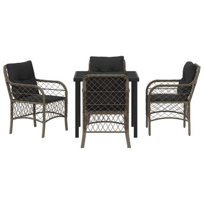 Комплект за хранене в градината 5 pcs Сив полиратан