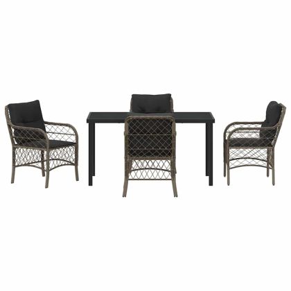 Комплект за хранене в градината 5 pcs Сив полиратан