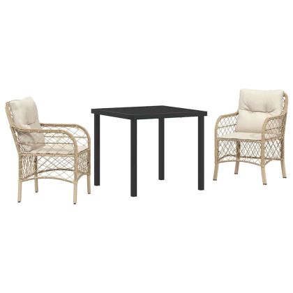 Комплект за хранене в градината 3 pcs Бежово полиратан