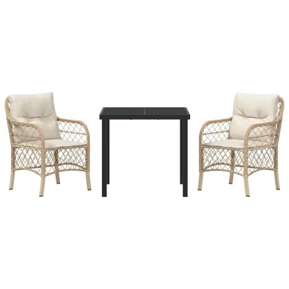 Комплект за хранене в градината 3 pcs Бежово полиратан