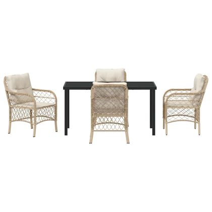 Комплект за хранене в градината 5 pcs Бежово полиратан