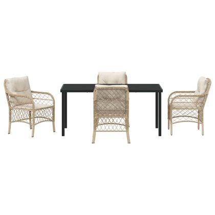 Комплект за хранене в градината 5 pcs Бежово полиратан