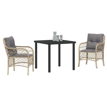 Комплект за хранене в градината 3 pcs Бежово Полиратан