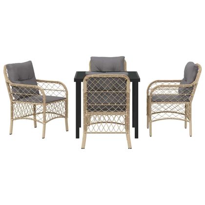 Комплект за хранене в градината 5 pcs Бежово полиратан