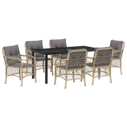 Комплект за хранене в градината 7 pcs Бежово полиратан