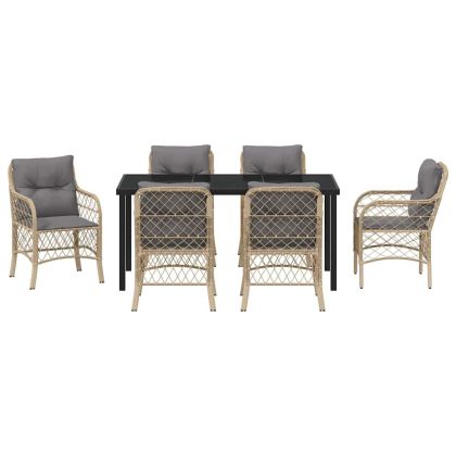 Комплект за хранене в градината 7 pcs Бежово полиратан