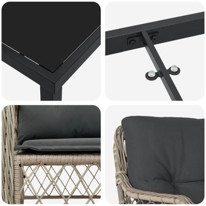 Комплект за хранене в градината 3 pcs Светлосиво полиратан