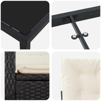 Комплект за хранене в градината 5 pcs Черно полиратан