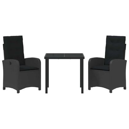 Комплект за хранене в градината 3 pcs Черно полиратан